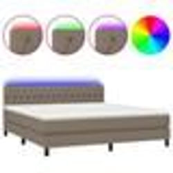 vidaXL Sommier à lattes de lit avec matelas LED Taupe 160x200 cm Tissu - 160 x 200 cm