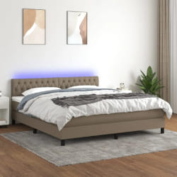 VidaXL Sommier avec matelas et LED 180x200 cm - Taupe