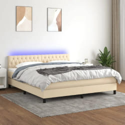 vidaXL Sommier à lattes de lit avec matelas LED Crème 180x200cm