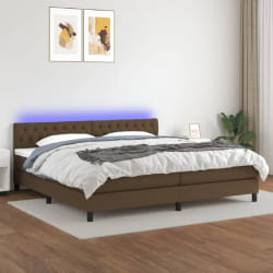 vidaXL Sommier à lattes lit LED 200x200 cm - Marron foncé