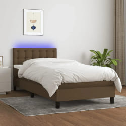 VIDAXL Sommier à lattes avec matelas et LED - Marron foncé