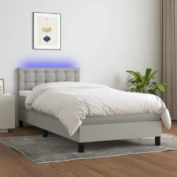 vidaXL Lit avec matelas et LED - Gris clair - 100x200 cm
