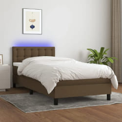 vidaXL Sommier à lattes avec LED - Marron foncé