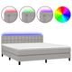 vidaXL Sommier à lattes de lit et matelas et LED Gris clair 180x200 cm - 180 x 200 cm