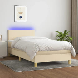 vidaXL Sommier tapissier - 90x200 cm - LED Crème