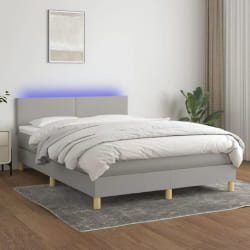 vidaXL Sommier tapissier avec matelas LED - Gris clair - 140x190 cm