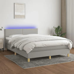 Vidaxl Sommier, matelas et LED 140x200 cm - Gris clair