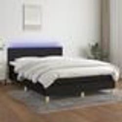 vidaXL Sommier à lattes de lit avec matelas LED Noir 140x200 cm Tissu - 140 x 200 cm