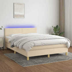 vidaXL Sommier, matelas et LED 140x200 cm - Crème