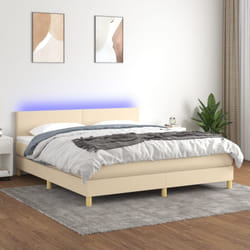 Vidaxl - Sommier À Lattes De Lit Avec Matelas Led Crème 180x200 Cm Tissu