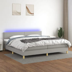 vidaXL Sommier tapissier LED - Gris clair - 200x200 cm