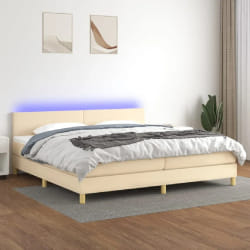 vidaXL Sommier à lattes matelas et LED 200x200 cm - Crème