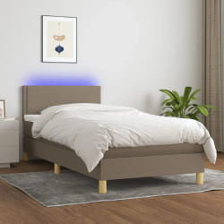 VIDAXL vidaXL Sommier à lattes et LED Taupe 90x200 cm Tissu