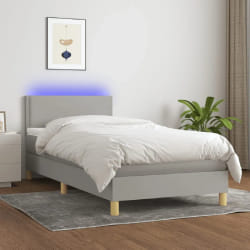 VIDAXL Sommier lattes matelas LED Gris clair 100x200 cm