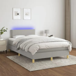 vidaXL Sommier à lattes LED - Gris clair 120x200 cm
