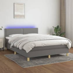 vidaXL Sommier à lattes avec matelas LED - Gris foncé 140 x 190 cm