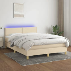 VIDAXL Sommier à lattes LED - Crème 140x190 cm
