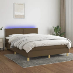 vidaXL Sommier avec Matelas et LED 140x200 cm Marron foncé