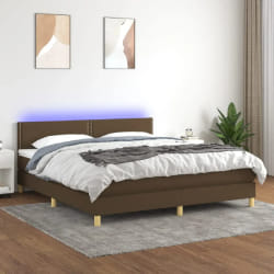 vidaXL Lit avec sommier, matelas et LED 180x200 cm Marron foncé