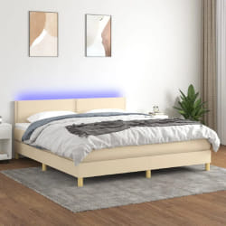 vidaXL Sommier LED avec matelas 180x200 - Crème