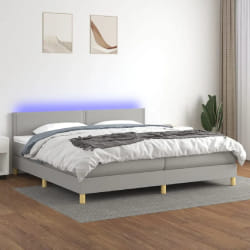 VIDAXL Sommier à lattes et matelas LED Gris Clair - 200x200 cm