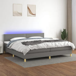 vidaXL Sommier avec Matelas et LED - Gris Foncé 200x200 cm