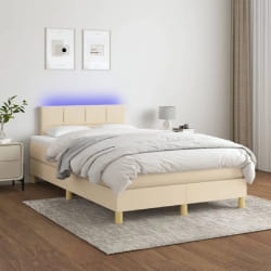 vidaXL Sommier à lattes avec matelas et LED - Crème 120x200 cm