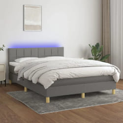 VIDAXL Sommier à lattes et LED 140x190 cm - Gris foncé