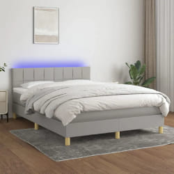 vidaXL Sommier à lattes de lit et matelas LED 140x200 cm - Gris clair