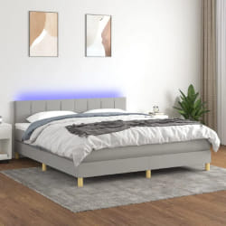 vidaXL Sommier avec matelas LED - Gris clair 160x200 cm