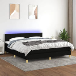 VIDAXL Sommier à lattes avec matelas LED 160x200 cm Noir