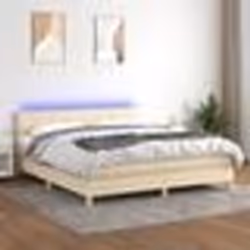 vidaXL Sommier à lattes de lit avec matelas LED Crème 160x200 cm Tissu - 160 x 200 cm