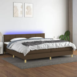vidaXL Sommier à lattes avec matelas et LED - Marron foncé 200x200 cm
