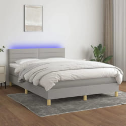 VIDAXL Sommier à lattes LED gris clair 140x190 cm