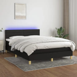 VIDAXL Sommier tapissier avec LED - Noir