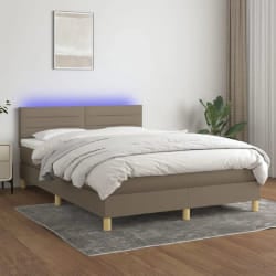 VIDAXL Sommier à lattes, matelas et LED 140x200 cm - Taupe