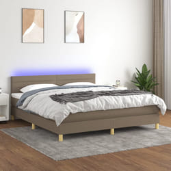vidaXL Sommier à lattes de lit avec matelas LED Taupe 180x200 cm Tissu - 180 x 200 cm