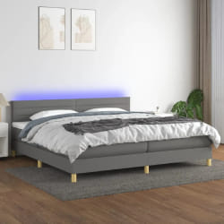 vidaXL Sommier tapissier avec matelas et LED 200x200 cm - Gris foncé