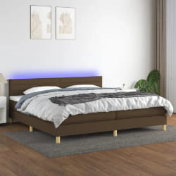 VIDAXL Sommier matelas et LED, 200x200 cm - Marron foncé