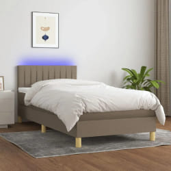 Vidaxl vidaXL Sommier à lattes de lit avec matelas LED - Taupe 90x190 cm Tissu