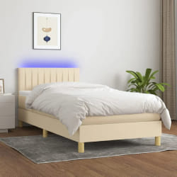 vidaXL Sommier à lattes avec LED - Crème 100x200 cm