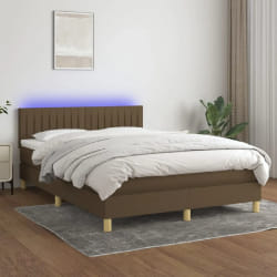 vidaXL Sommier à lattes de lit matelas et LED Marron foncé 140x190 cm