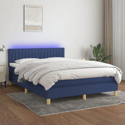 Vidaxl - Sommier À Lattes De Lit Avec Matelas Led Bleu 140x200 Cm Tissu