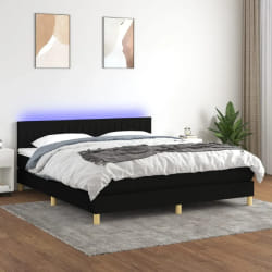 vidaXL Sommier à lattes avec matelas LED 160x200 cm Noir