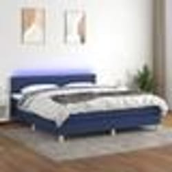 vidaXL Sommier à lattes de lit avec matelas LED Bleu 160x200 cm Tissu - 160 x 200 cm