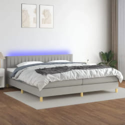 VIDAXL Sommier avec LED 200x200 cm - Gris clair
