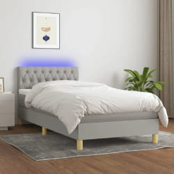 vidaXL Sommier à lattes LED - Gris clair