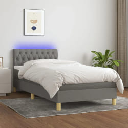VIDAXL Sommier lit avec LED 90x200 cm - Gris foncé