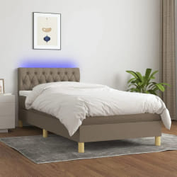 VIDAXL Sommier LED 100x200 Taupe Tissu