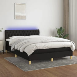VIDAXL Sommier à lattes + Matelas LED 140x200 cm Noir